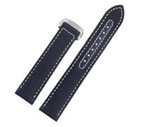 JVEIWAD 20 mm gewebtes Canvas-Uhrenarmband, kompatibel mit Omega, Seamaster 300 AT150, Stoff, Leder, Nylon, AQUA TERRA 150, blau-schwarze Uhrenarmbandschnalle(Blue white Silver,19mm)