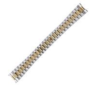 JVEIWAD 20 mm massives Uhrenarmband mit gebogenem Ende, Schraubglieder, Faltschließe, Edelstahl, President-Armband, kompatibel Rolex Date(Gold silver)