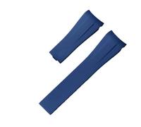 JVEIWAD 20 mm Natur-Weichgummi-Uhrenarmband, kompatibel mit Rolex-Armband Beverly Submarker GMT Oysterflex-Armband, Zubehör, Faltschließe(Blue-20mm,Shiny Silver-nologo)