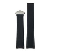 JVEIWAD 22 mm 20 21,5 Gummi-Silikon-Uhrenarmband, kompatibel mit Tag Heuer AQUARACER 300 WAY201A WAY211C, Schwarz, Blau, Braun, Uhrenzubehör(Black silver,20mm(20.5mm))