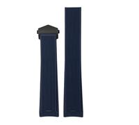 JVEIWAD 22 mm 20 21,5 Gummi-Silikon-Uhrenarmband, kompatibel mit Tag Heuer AQUARACER 300 WAY201A WAY211C, Schwarz, Blau, Braun, Uhrenzubehör(Blue black,22mm(21.5mm))