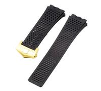 JVEIWAD 22 mm Silikon-Uhrenarmband, kompatibel mit dem Uhrenarmband der TAG HEUER Carrera-Serie for Herren-Armbänder konkaver und konvexer Schnittstelle(Black-gold)