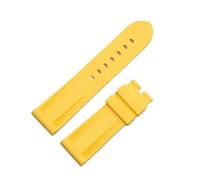 JVEIWAD 24 mm/26 mm Gelb-Weiß-Uhrenarmband aus weichem Silikon und Naturkautschuk, kompatibel mit Panerai-Armband, wasserdichte Dornschließe, Herren-Armbandzubehör(Yellow,Matt Silver Buckle)