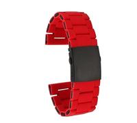 JVEIWAD 28 mm Silikon-Edelstahl-Armband, kompatibel mit Diesel-Uhrenarmband DZ7396, DZ7370, DZ4289, DZ7070, DZ7395, Herren-Gummiarmband(Red black)