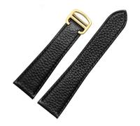 JVEIWAD Das Litchi-Lederarmband ist kompatibel mit dem Cartier London Solo Series WSTA0029 WSTA0030 Lederarmband 23 mm for Männer und Frauen(Black Gold,24mm)