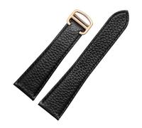 JVEIWAD Das Litchi-Lederarmband ist kompatibel mit dem Cartier London Solo Series WSTA0029 WSTA0030 Lederarmband 23 mm for Männer und Frauen(Black Rose Gold,20mm)