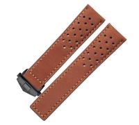 JVEIWAD Echtes Kalbsleder-Wildleder-Lüftungsarmband, kompatibel mit Tag Heuer Aquaracer Carrera, Armband MONACO, Armband Herren, 20 mm, 22 mm, 24 mm(Light brown-black,20mm)