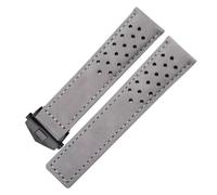 JVEIWAD Echtes Kalbsleder-Wildleder-Lüftungsarmband, kompatibel mit Tag Heuer Aquaracer Carrera, Armband MONACO, Armband Herren, 20 mm, 22 mm, 24 mm(Grey-black,24mm)