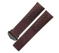 JVEIWAD Echtes Kalbsleder-Wildleder-Lüftungsarmband, kompatibel mit Tag Heuer Aquaracer Carrera, Armband MONACO, Armband Herren, 20 mm, 22 mm, 24 mm(Dark brown-black,24mm)