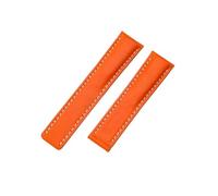 JVEIWAD Echtleder-Armband, kompatibel mit Breitling-Uhrenarmband, NAVITIMER WORLD Avenger Superocean, 22 mm, 24, Herrenarmband(Orange,24MM_NO BUCKLE)