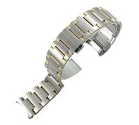 JVEIWAD Edelstahl-Armband, 21 mm, kompatibel mit Mido Commander M021.407 431M021, Uhrenarmband, gebogenes Ende, massive Metallarmbänder(Silver gold)