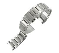 JVEIWAD Edelstahl-Armband, 21 mm, kompatibel mit Mido Commander M021.407 431M021, Uhrenarmband, gebogenes Ende, massive Metallarmbänder(Silver)
