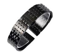 JVEIWAD Edelstahlarmband mit sieben Perlen, kompatibel Locle SeriesT41, Ersatzarmband for Uhren Ellenbogen 12-24 mm(Black,12mm)