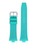 JVEIWAD Fluorkautschukarmband, kompatibel mit Citizen NJ0150 NJ0151 ME Color Series FKM, konvexes Ende, Schnellverschluss, Sportuhrenarmband, 9 mm(Light blue silver)