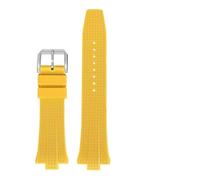 JVEIWAD Fluorkautschukarmband, kompatibel mit Citizen NJ0150 NJ0151 ME Color Series FKM, konvexes Ende, Schnellverschluss, Sportuhrenarmband, 9 mm(Yellow silver)