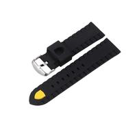JVEIWAD Herrenuhrarmband Silikonarmband Kompatibel mit Ferrari 0830138 0830163 Serie Sportkautschukarmband for Männer 24 mm(Black yellow-silver)