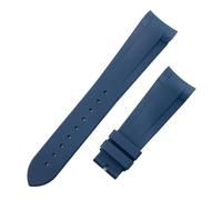 JVEIWAD Hochwertiges Fluorkautschuk-FKM-Gummiarmband mit gebogenem Ende, 22 mm, kompatibel Tudor-Armband Black Bay 1958 41 GMT Pelagos-Zubehör(Blue,Silver Buckle)