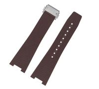 JVEIWAD Kompatibel mit Bell&Ross-Kautschukarmband BR05, B&R INGRUMENTS-Silikonarmband, quadratische Uhr BRX5, Gummiband, spezielles weiches Armband, 25-12 mm(Brown-silver)