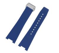JVEIWAD Kompatibel mit Bell&Ross-Kautschukarmband BR05, B&R INGRUMENTS-Silikonarmband, quadratische Uhr BRX5, Gummiband, spezielles weiches Armband, 25-12 mm(Blue-silver)