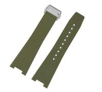 JVEIWAD Kompatibel mit Bell&Ross-Kautschukarmband BR05, B&R INGRUMENTS-Silikonarmband, quadratische Uhr BRX5, Gummiband, spezielles weiches Armband, 25-12 mm(Green-silver)