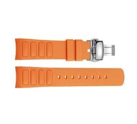 JVEIWAD Kompatibel mit Mido Multifort TV M049.526, wasserdichtes Gummi-Uhrenarmband, 22 mm, gebogene Schnittstelle, Silikon-Uhrenzubehör(Orange-silver-1)