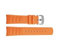 JVEIWAD Kompatibel mit Mido Multifort TV M049.526, wasserdichtes Gummi-Uhrenarmband, 22 mm, gebogene Schnittstelle, Silikon-Uhrenzubehör(Orange-silver)