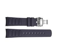 JVEIWAD Kompatibel mit Mido Multifort TV M049.526, wasserdichtes Gummi-Uhrenarmband, 22 mm, gebogene Schnittstelle, Silikon-Uhrenzubehör(Black-silver-1)