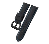 JVEIWAD Kompatibel mit Panerai LUMINOR Submersible PAM01119 01663 Leuchtendes Nylon-Uhrenarmband, Karbonfaser-Kalbslederarmband, 22 mm, 24 mm, 26 mm(Black blue Black,24mm)