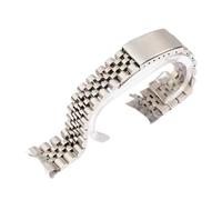 JVEIWAD Kompatibel mit Rolex 18/19/20/21/22 mm massivem Edelstahlband der Serie DATEJUST, Herrenarmbandzubehör, Metallband gebogenem Ende(Silver,20mm)