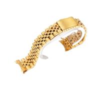 JVEIWAD Kompatibel mit Rolex 18/19/20/21/22 mm massivem Edelstahlband der Serie DATEJUST, Herrenarmbandzubehör, Metallband gebogenem Ende(Gold,22mm)