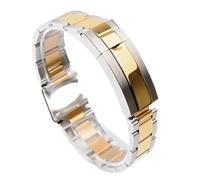 JVEIWAD Kompatibel mit Rolex SUBMARINER DAYTONA SUP GMT Herren 904L Edelstahl Uhrenkette 20mm 21mm Uhrenarmband Zubehör(Silver gold,21mm)