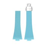 JVEIWAD Kompatibel mit Tissot PRX T137 FKM Uhr 11mm 12mm Herren Damen Armband Fluorkautschuk Schnellverschluss Faltschließe(LightBlue-silver,12mm)