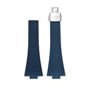 JVEIWAD Kompatibel mit Tissot PRX T137 FKM Uhr 11mm 12mm Herren Damen Armband Fluorkautschuk Schnellverschluss Faltschließe(Blue-silver,11mm)