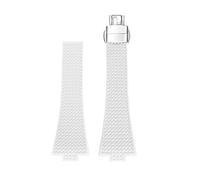 JVEIWAD Kompatibel mit Tissot PRX T137 FKM Uhr 11mm 12mm Herren Damen Armband Fluorkautschuk Schnellverschluss Faltschließe(White-silver,12mm)