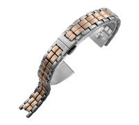 JVEIWAD Kompatibel mit Tissot T094 1853 Flamingo .210 T-Lady Edelstahl 12mm 7mm Uhrenarmband Armband Massiv Silber Roségold Armbänder(Silver rosegold)