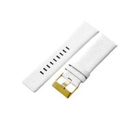 JVEIWAD Kompatibel mit Uhrenarmband aus Kuhleder, kompatibel Diesel Dz4323 1657 4318 Dz7312 Dz7257, 24 26 28 30 mm, Gürtel, Schwarz, Braun, Weiß(White-Golden Buckle,22mm)
