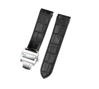JVEIWAD Lederarmband, kompatibel mit Cartier Santos-Armband, Santos 100, Faltschließe for Herren und Damen, 20 mm, 23(Black Silver Buckle,23mm)