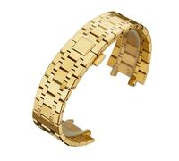 JVEIWAD Massives Edelstahlarmband 15400 15703 Kompatibel mit AP ROYAL OAK Audemars Piguet Royal Oak Uhrenarmband 26 mm 28 21 Herrenarmband(Gold,28mm)