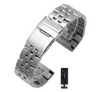 JVEIWAD Massives Edelstahlarmband, kompatibel mit Breitling-Uhrenarmband, 20 mm, 22, 24, Herren-Luxusarmband, versteckter Druckknopfverschluss, Logo auf(24mm)