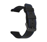 JVEIWAD Schwarzes Nylonarmband mit Nähten, 18/20/22/24 mm, Edelstahlschnalle, Schnellverschluss, Sport-Canvas-Ersatzarmband for Männer und Frauen(Blue line black,22mm)