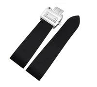 JVEIWAD Schwarzes Silikon-Uhrenarmband, kompatibel mit Cartier Santos 100 W2020007, Gummi-Uhrenarmband, 25 mm, Edelstahl-Uhrenschnalle(Black Silver Buckle)