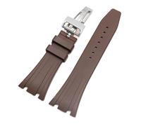 JVEIWAD Silikon-Uhrenarmbänder, 26 mm, 27, kompatibel mit AP 15400, 15202, 15500, 15703, 26470SO, Royal Oak Offshore, Herren-Sportarmband aus Gummi(Brown-silver,27mm)