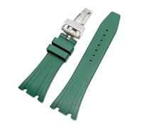 JVEIWAD Silikon-Uhrenarmbänder, 26 mm, 27, kompatibel mit AP 15400, 15202, 15500, 15703, 26470SO, Royal Oak Offshore, Herren-Sportarmband aus Gummi(Green-silver,26mm)