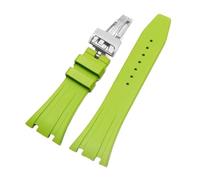 JVEIWAD Silikon-Uhrenarmbänder, 26 mm, 27, kompatibel mit AP 15400, 15202, 15500, 15703, 26470SO, Royal Oak Offshore, Herren-Sportarmband aus Gummi(Light green-silver,27mm)