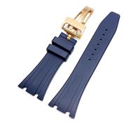 JVEIWAD Silikon-Uhrenarmbänder, 26 mm, 27, kompatibel mit AP 15400, 15202, 15500, 15703, 26470SO, Royal Oak Offshore, Herren-Sportarmband aus Gummi(Blue-gold,26mm)