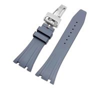 JVEIWAD Silikon-Uhrenarmbänder, 26 mm, 27, kompatibel mit AP 15400, 15202, 15500, 15703, 26470SO, Royal Oak Offshore, Herren-Sportarmband aus Gummi(Grey-silver,27mm)
