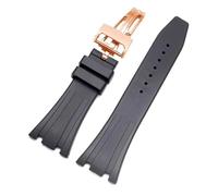 JVEIWAD Silikon-Uhrenarmbänder, 26 mm, 27, kompatibel mit AP 15400, 15202, 15500, 15703, 26470SO, Royal Oak Offshore, Herren-Sportarmband aus Gummi(Black-Rose gold,26mm)