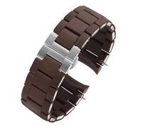 JVEIWAD Silikonarmband kompatibel mit Armani AR5890 AR5889 AR5858 AR5920 AR5868 AR8023 Herren 23 mm Damen 20 Stahlkautschukarmband(Brown silver,23mm)