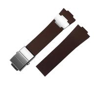 JVEIWAD Tauchen Silikon Gummi Uhrenarmband Gürtel Kompatibel Mit Ulysse Nardin herren Strap Edelstahl Faltschließe 25 * 12mm(Brown silver)