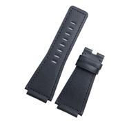 JVEIWAD Top Kalbsleder Leder Armband 24mm Kompatibel Mit Glocke Strap Serie BR01 BR03 Gürtel Ross Zubehör Stahl Schnalle(Black,Silver Buckle)